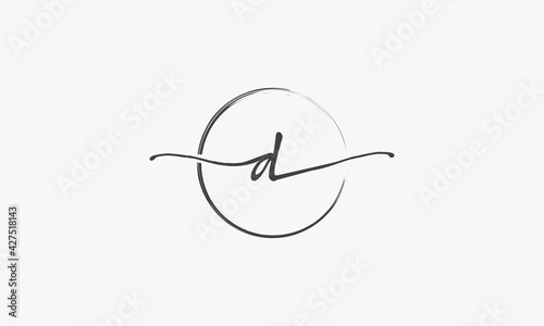 D handwritten logo with circle paint brush design vector.