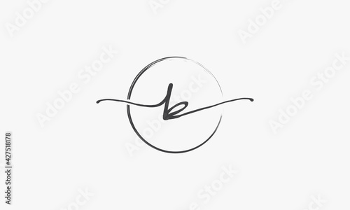 B handwritten logo with circle paint brush design vector.