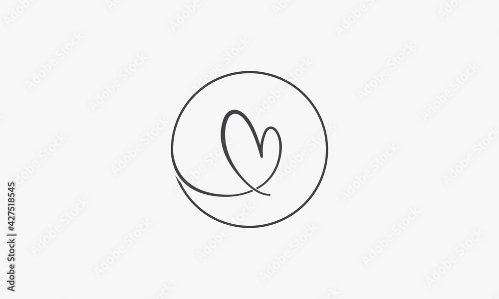 circle line letter M heart logo design vector. circle line letter M heart logo design vector.