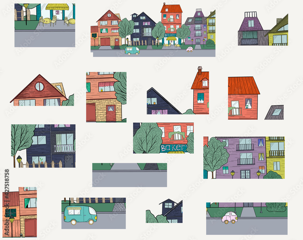 educational game for children for attentiveness and accuracy, a puzzle from a picture with a city landscape