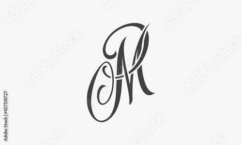 M / MP / PM script letter logo vector. photo