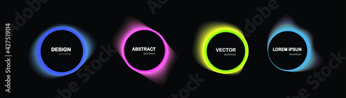 Set of isolated abstract aqua spot with gradient or dynamic color.Vector colorful neon templates. Circle shapes with vivid gradients. Fluid gradients for banners, Abstract liquid shape black, 3d.eps10