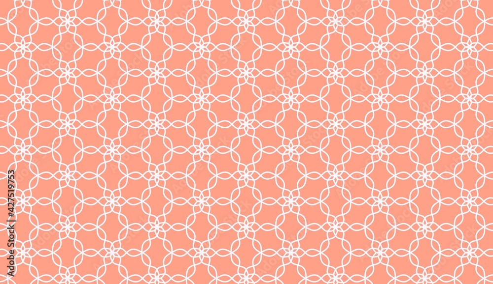 Abstract Floral White Line Mandala Pattern on Red Wallpaper Background Abstract Floral White Line Mandala Pattern on Red Wallpaper Background
