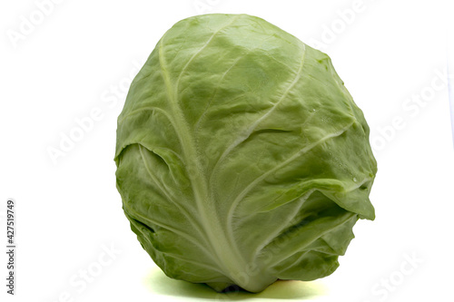 kachan green cabbage on a white background closeup