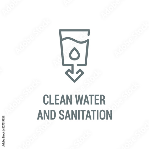Clean water and sanitation black icon. Corporate social responsibility. Sustainable Development Goals. SDG color sign. Pictogram for ad, web. UI UX design element.