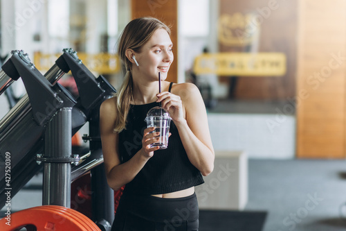 Girl doing exercise in the gym. Sport, healthy lifestyle concept