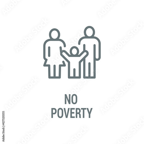 No poverty black icon. Corporate social responsibility. Sustainable Development Goals. SDG sign. Pictogram for ad, web, mobile app, promo. UI UX design element