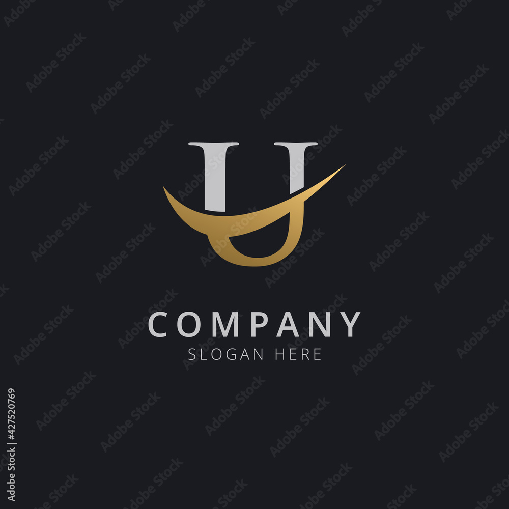 Initial letter U with luxury gold swoosh logo template Stock Vector ...