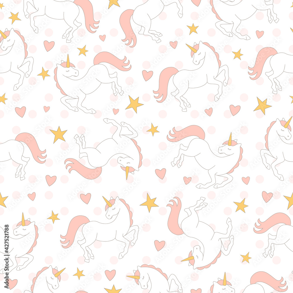 cute seamless texture  with sleeping unicorns and stars 