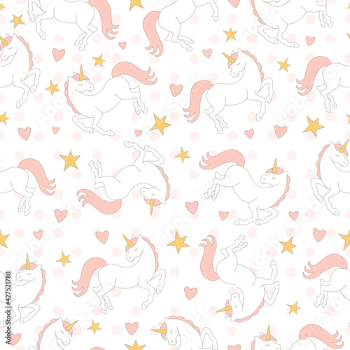 cute seamless texture with sleeping unicorns and stars 
