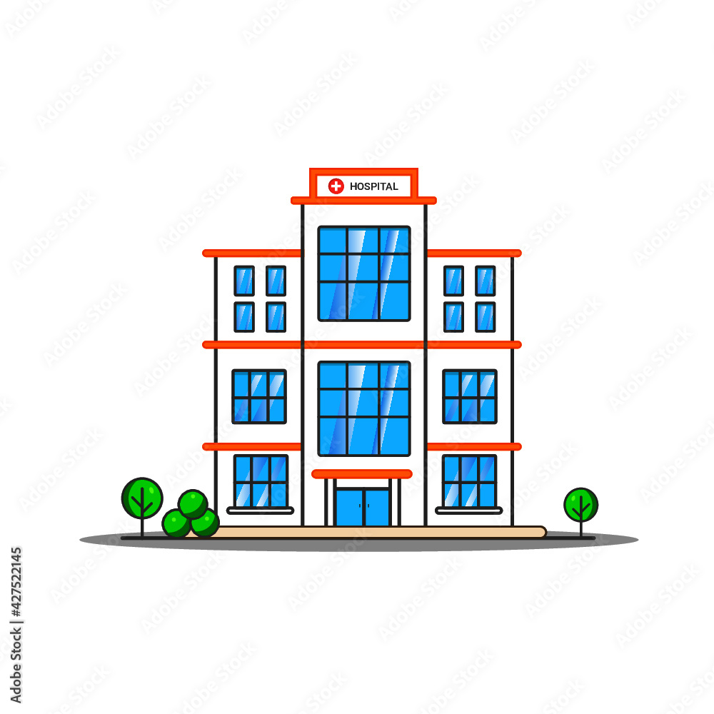 Obraz premium Modern cartoon hospital vector illustration