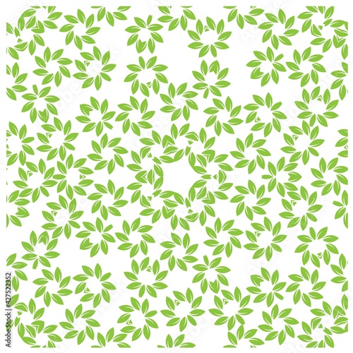 Green leaves for decorative design. Graphic abstract background. Vector template.