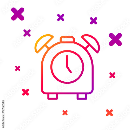 Color line Alarm clock icon isolated on white background. Wake up, get up concept. Time sign. Gradient random dynamic shapes. Vector