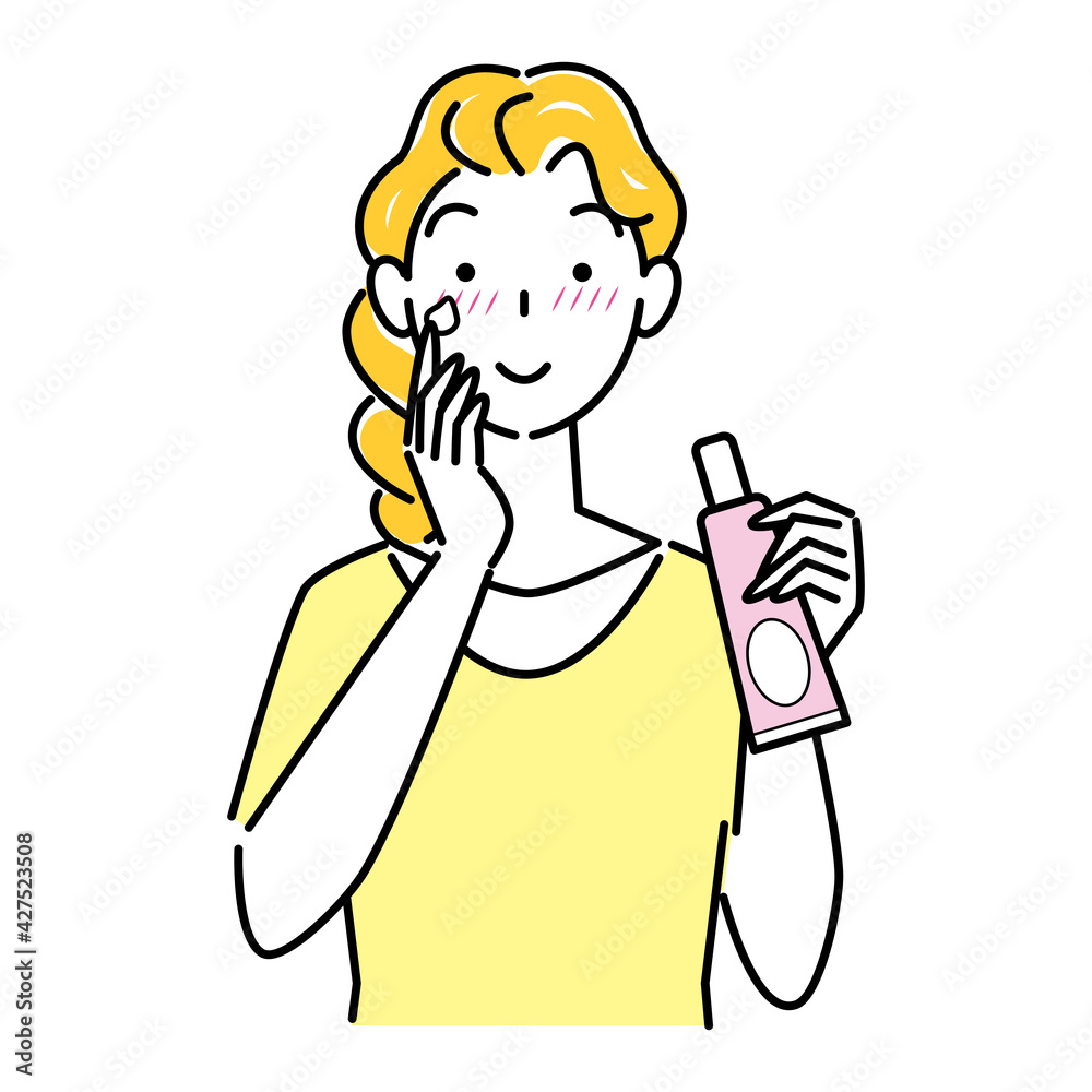 肌荒れになってしまった女性がスキンケアをしてる イラスト シンプルベクター A woman with rough skin is doing skin care. Simple illustration. vector.
肌荒れになってしまった女性がスキンケアをしてる イラスト シンプルベクター A woman with rough skin is doing skin care. Simple illustration. vector.