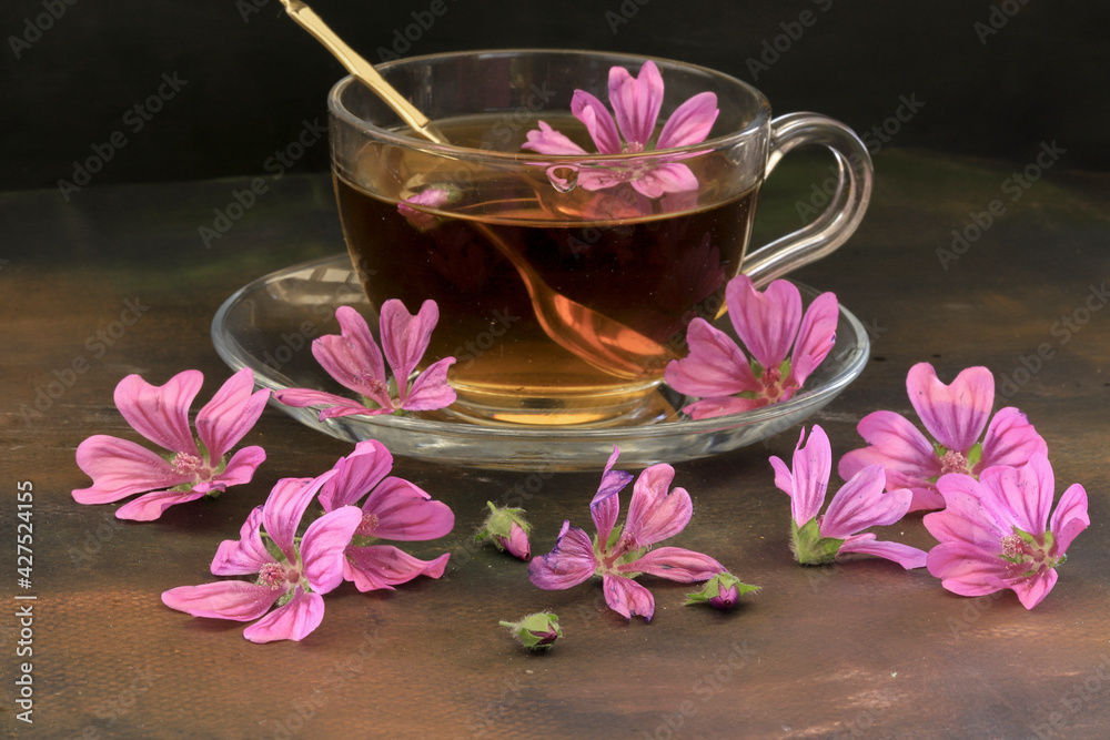 Malva sylvestris tea ; Hibiscus tea Stock Photo Adobe Stock