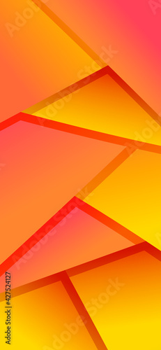 Fototapeta Naklejka Na Ścianę i Meble -  Vector abstract bright geometric background. Vertical format for the phone. Yellow and orange tones with a gradient for colored wallpapers. Background decoration