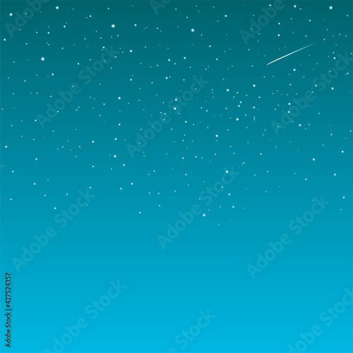 Beautiful landscape of the night starry sky with a meteorite. Background on the theme of galaxy and astronomy. Vector illustration