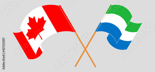 Crossed and waving flags of Canada and Sierra Leone