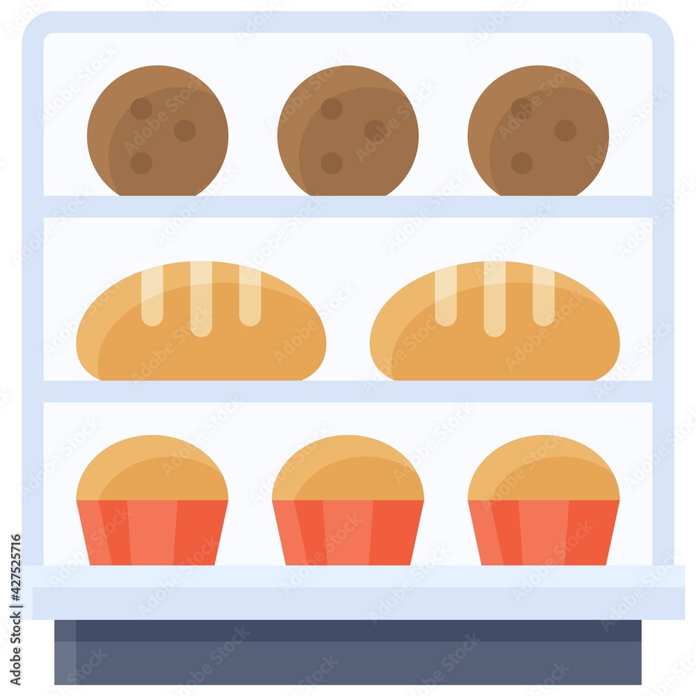 Bakery Display Case icon, Bakery and baking related vector