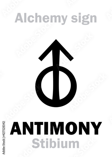 Alchemy Alphabet: ANTIMONY (Stibium), one of mundane stuffs, "metal of earth", figur.: Free Spirit of human; eq.: mesdemet, sürmä, сурьма: 1) Antimony ore; 2) Regulus of Antimony (pure): formula=[St].