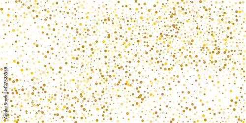 Golden  point confetti on a white background. Luxury festive background. Decorative element. Element of design. Vector illustration, EPS 10.