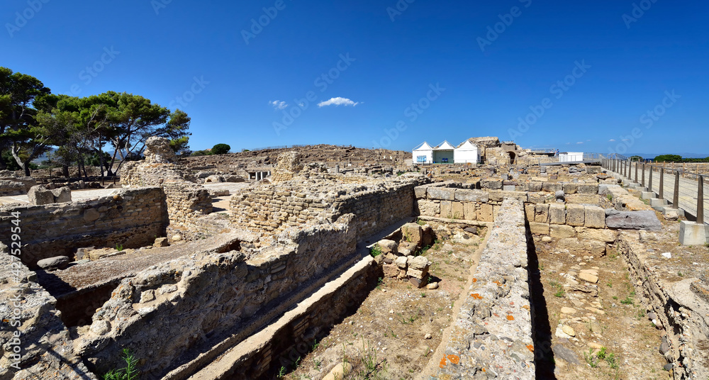 Uncovered excavations near the town of Nora on the island of Sardinia, Italy