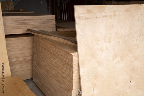 Plywood.Building material.The material is made of wood.