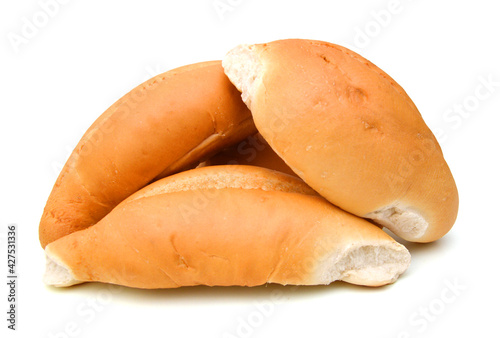 Stack breads on white background