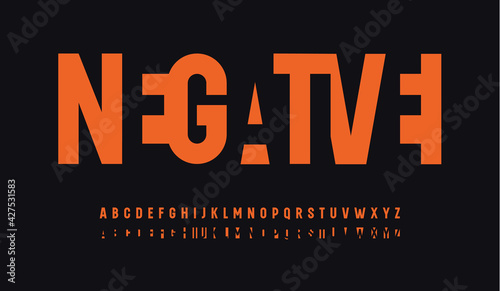 Negative Space Cut letter set, double fused together font. Modern high alphabet, contemporary narrow type for logo, monogram and headline. Vector typography design
