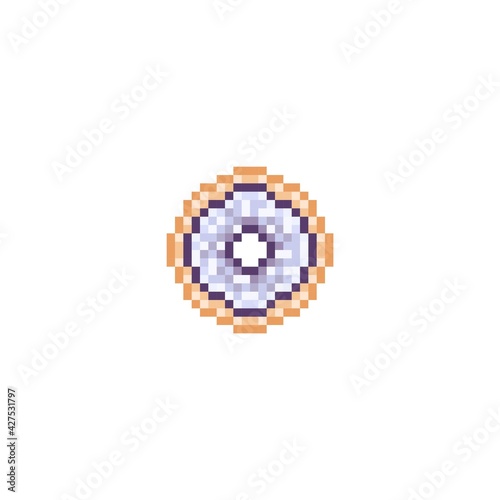 Donut pixel art. Vector illustration.