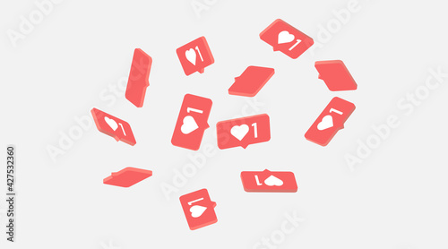 More hearts falling. Isometric 3d vector illustration. Social media vector background for website design blog and app.