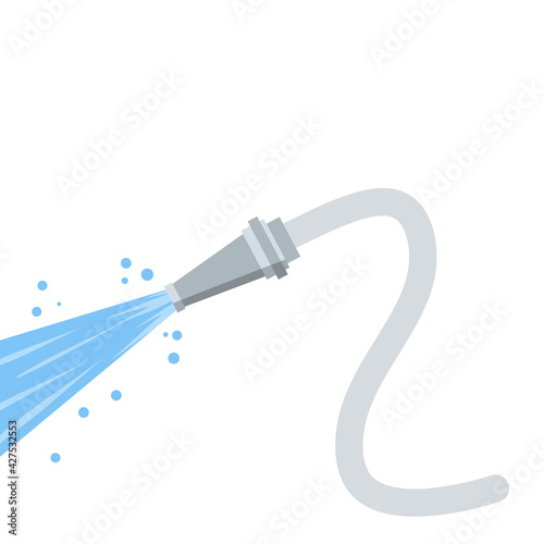 Hose. Jet of water. Fire fighting and watering of the lawn.