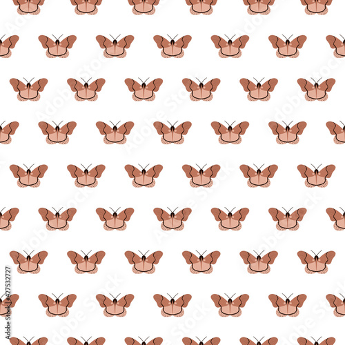 Fototapeta Naklejka Na Ścianę i Meble -  Hand drawn butterflies seamless in peach nougat and soften brown colors for fashion graphics such as T-shirt prints, leggings, pajamas or for home decor such as wallpapers, tablecloths, bedclothes.