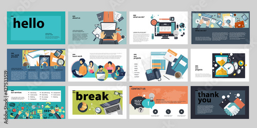 Business presentation templates. Flat vector illustration