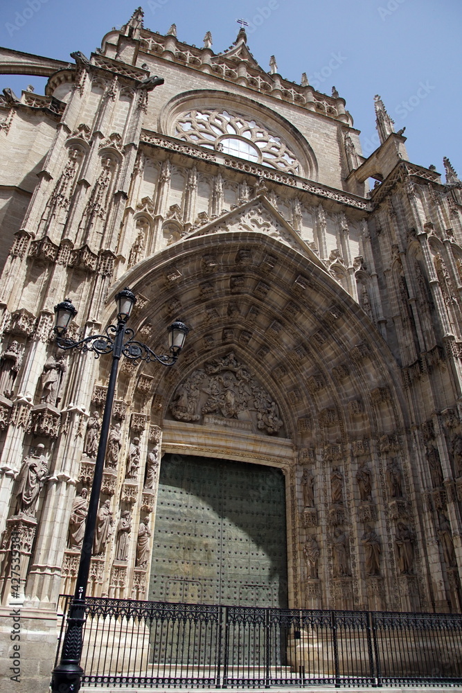 Entrance door of Seville Cathedral (or Cathedral of Saint Mary of the See). Build in 1402-1506.
