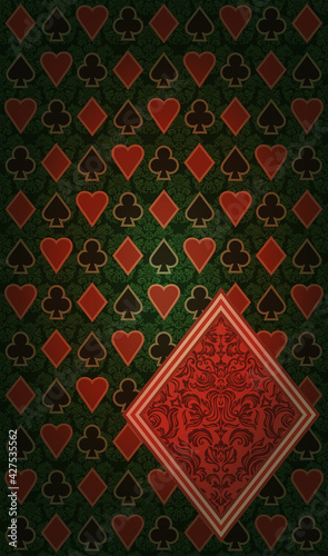 Casino vintage diamonds poker card, vector illustration