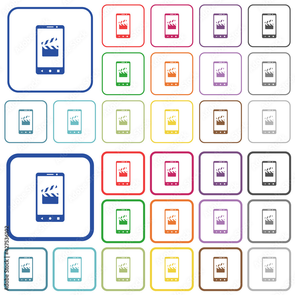Smartphone film cut outlined flat color icons