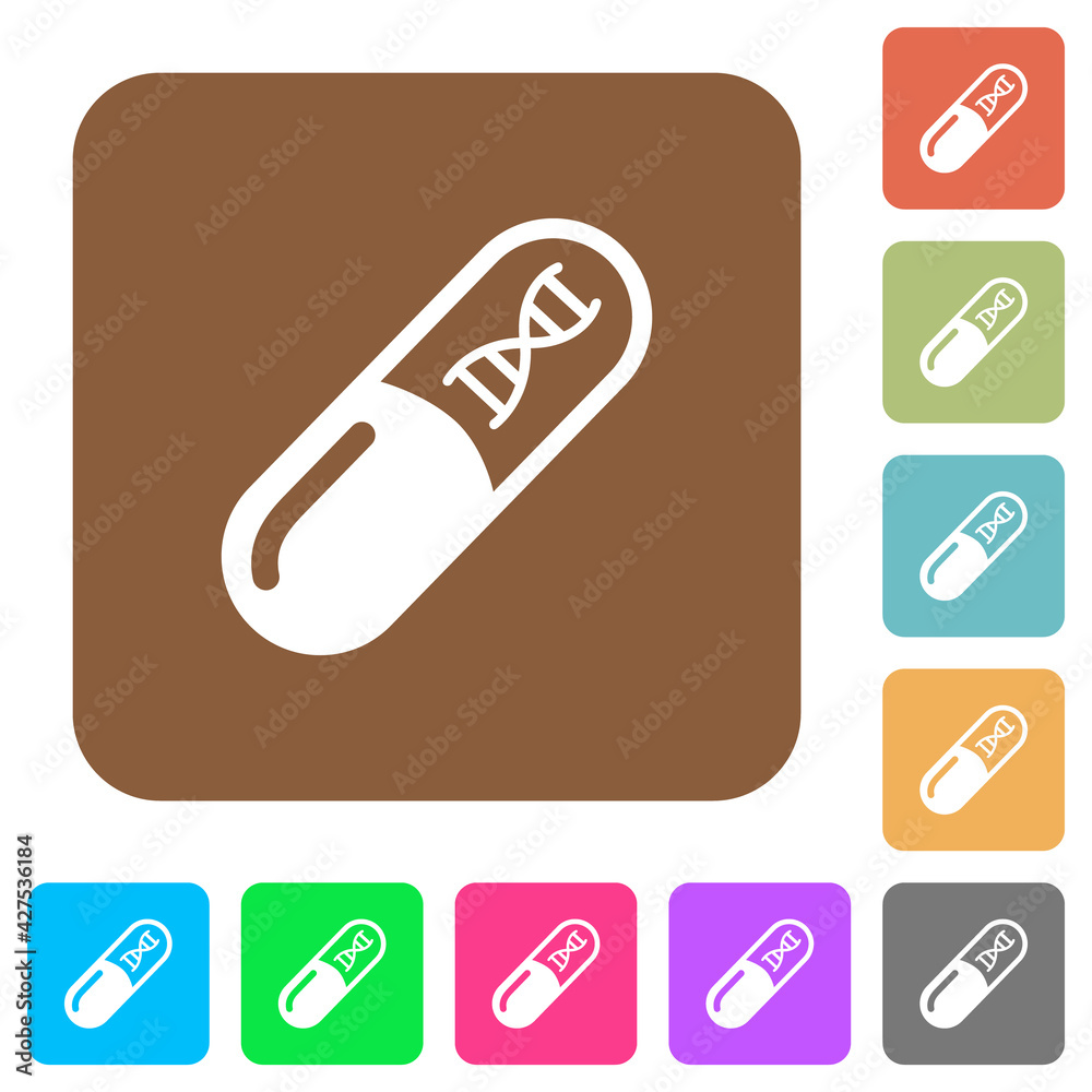 Medicine with dna molecule rounded square flat icons Medicine with dna molecule rounded square flat icons