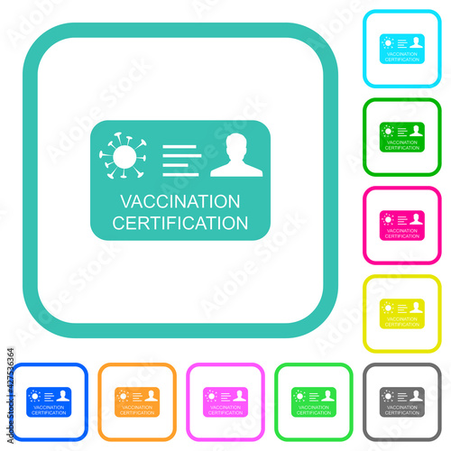 Vaccination certification vivid colored flat icons