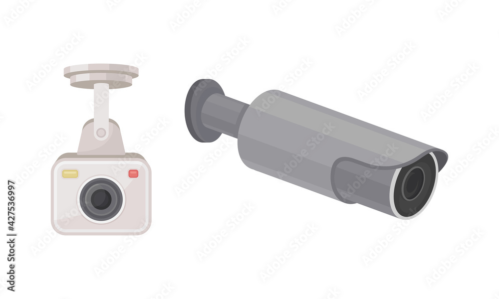 Wireless Security Camera or Closed-circuit Television for Monitoring and Surveillance Vector Set Wireless Security Camera or Closed-circuit Television for Monitoring and Surveillance Vector Set