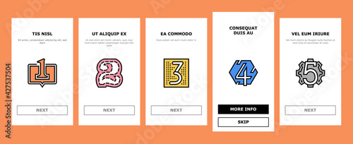 Numbers Numeral Title Onboarding Mobile App Page Screen Vector. One Two Three Four Five Six Seven Eight Nine Zero Numbers Different Style, Numerical Illustrations