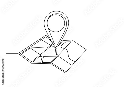 Continuous one line drawing of an map point