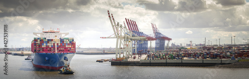 Large container ship in the port of Hamburg  photo