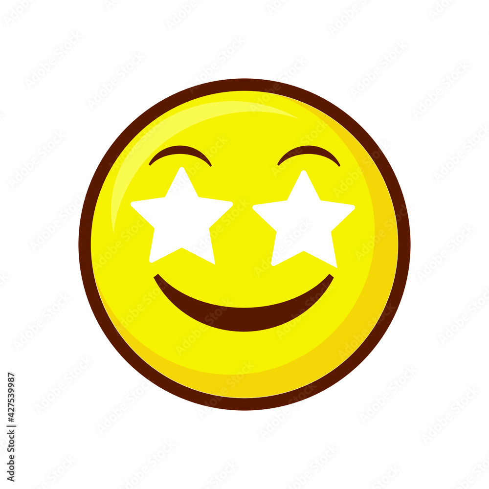 Cute social media star-struck emoji on white background. Royalty Free. Cute social media star-struck emoji on white background. Royalty Free.
