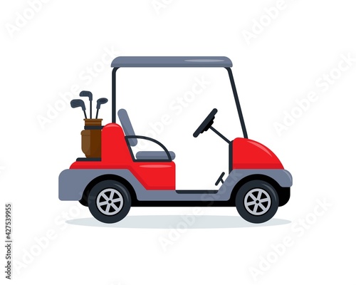 Red Golf cart icon with two seats.