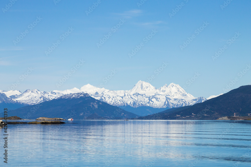 Navigation on Beagle channel, beautiful Argentina landscape Navigation on Beagle channel, beautiful Argentina landscape