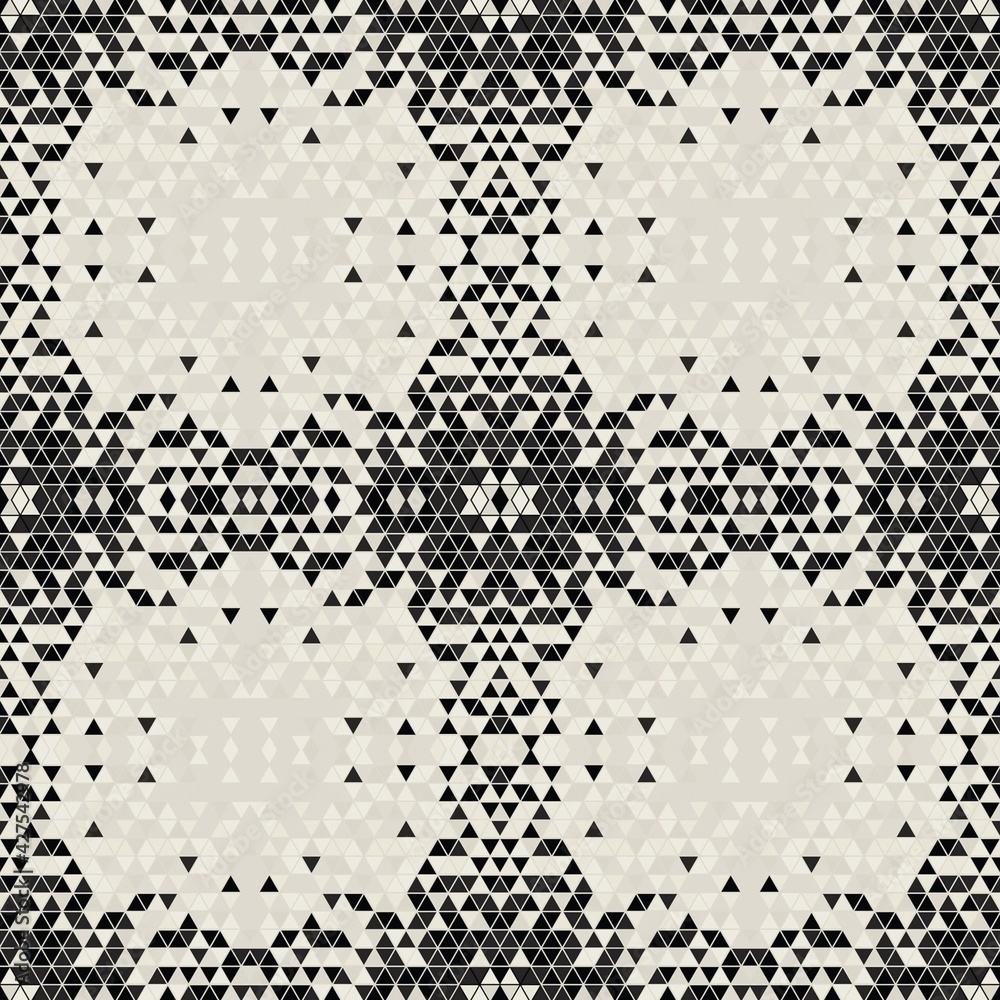 Modern simple geometric seamless pattern background with triangles shapes - black, white. Abstract and elegant fashion design texture for print or digital paper. Grid tile mosaic pattern. Modern simple geometric seamless pattern background with triangles shapes - black, white. Abstract and elegant fashion design texture for print or digital paper. Grid tile mosaic pattern.
