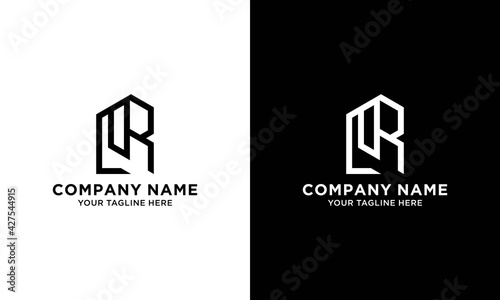 Abstract Initial Letter L and R house Logo.