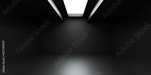 Fototapeta Naklejka Na Ścianę i Meble -  abstract dark basement building interior with open ceiling 3d render illustration