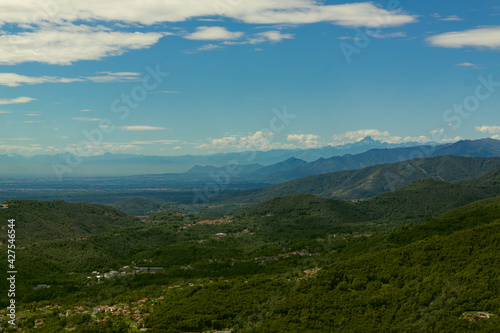 Принти на полотні Italian alpine landscape over Po river valley near Turin